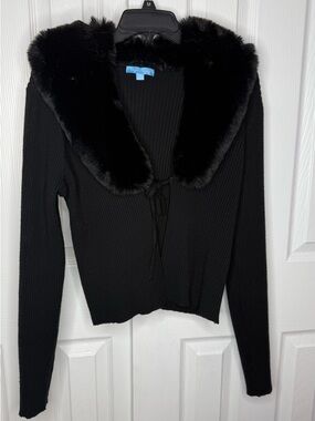 Women’s Draper James Tie Front Cardigan Medium Black